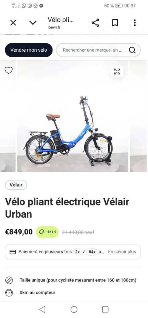 Velo Pliable electrique sous emballage
