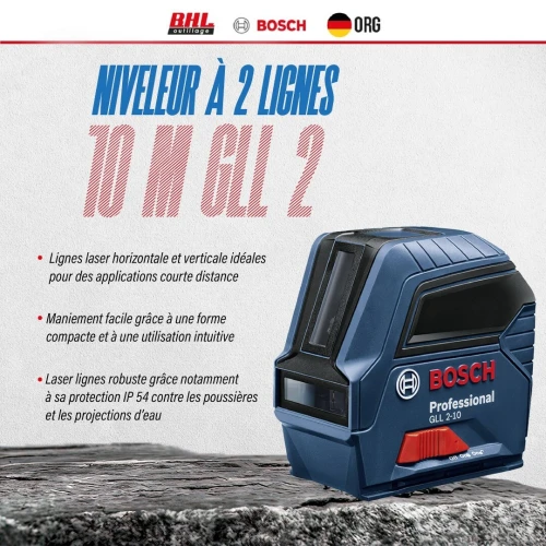 Laser à 2 lignes 10 m gll 2 compact et intuitif pour applications sur courtes distances