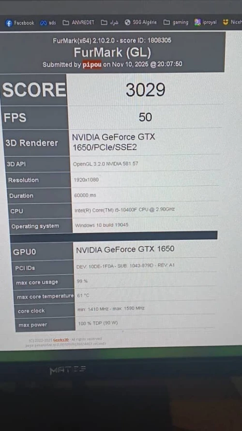 Pc gamer GTX 1650