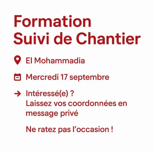 FORMATION SUIVI DE CHANTIER SESSION SEPTEMBRE 