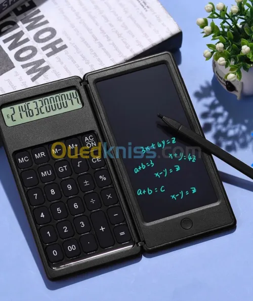 Calculatrice pliable et numérique avec tablette décriture LCD 6 pouces  آلة حاسبة ولوحة كتابة 2ف