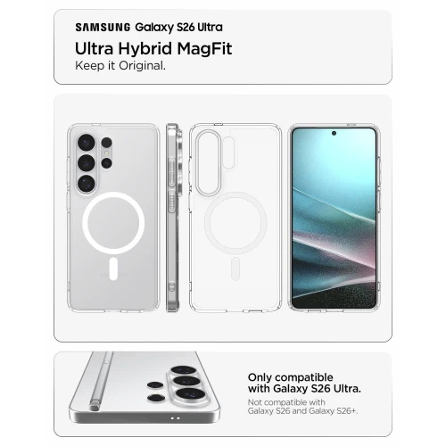 Antichoc Samsung Galaxy S26 Ultra Transparent Magsafe Spigen Ultra Hybrid Mag MagSafe Case S26 Ultra Pochette - Clear and White