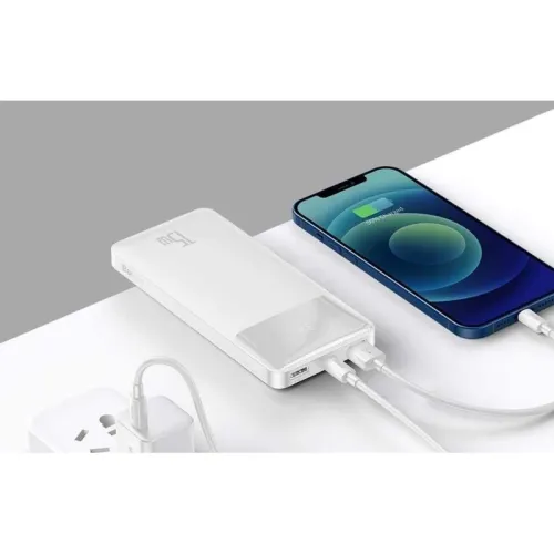 Baseus Power Bank Batterie Externe 1x USB-C + 2x USB-A 20000mAh 15W Bipow Blanc