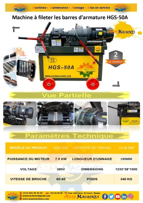 Machine à fileter les barres d'armature HGS-50A