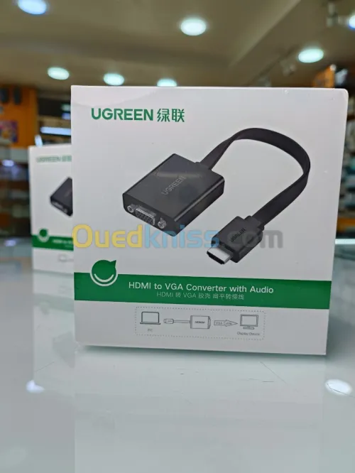 Ugreen Adaptateur HDMI vers VGA 1080p avec Sortie Audio et Micro USB Câble d'Alimentation