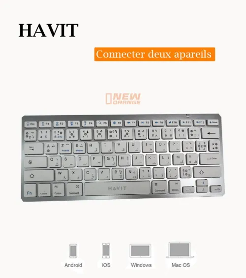 clavier sans fil Havit KB221WB CONNECTER DEUX APPAREILS