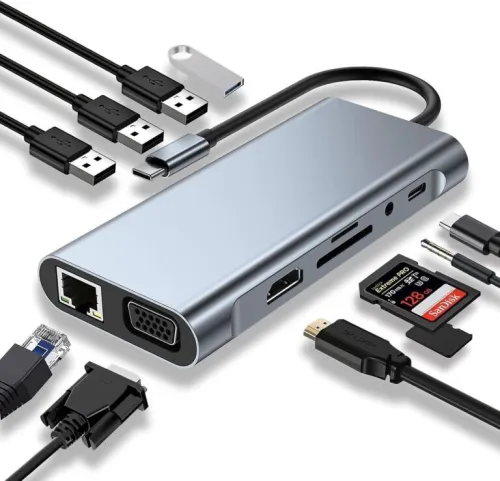 Adaptateur HUB 11 en 1 USB-C to HDMI + RJ45 + Type-C