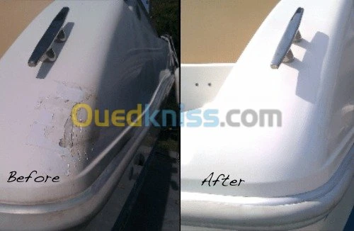 réparation bateaux résine, peinture polyuréthane - gelcoat - Topcoat  زورق نزهة، باخرة، قارب
