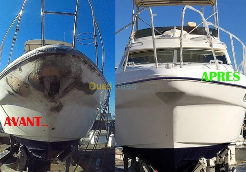 réparation bateaux résine, peinture polyuréthane - gelcoat - Topcoat  زورق نزهة، باخرة، قارب