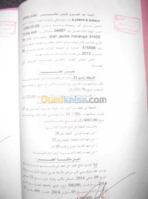 Vente Terrain Oran Gdyel