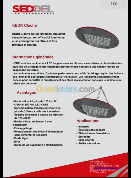 Luminaire LED CLOCHE 100 watts 
