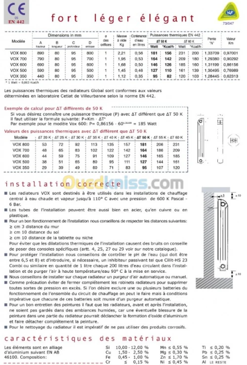 Radiateur GLOBAL 8, 10, 12 éléments