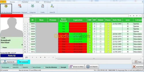 Gestion salle de sport avec poiteuse