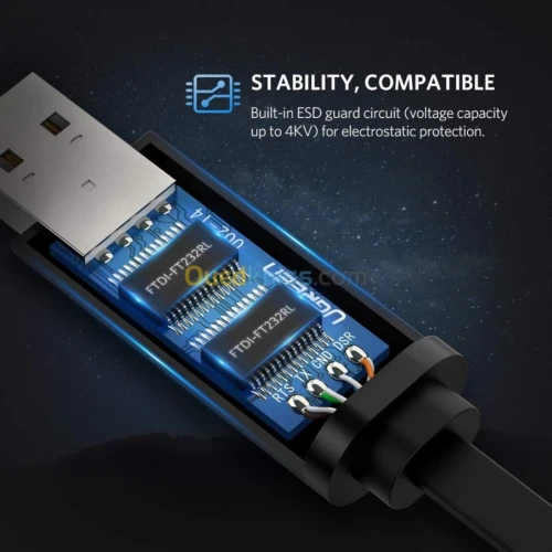 Câble de console / UGREEN / convertisseur USB vers RJ45 / adaptateur série RS232 pour routeur Cisco ( 1.5 M )