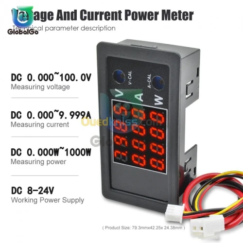 wattmètre voltmètre  DC 0-100V 10A arduino