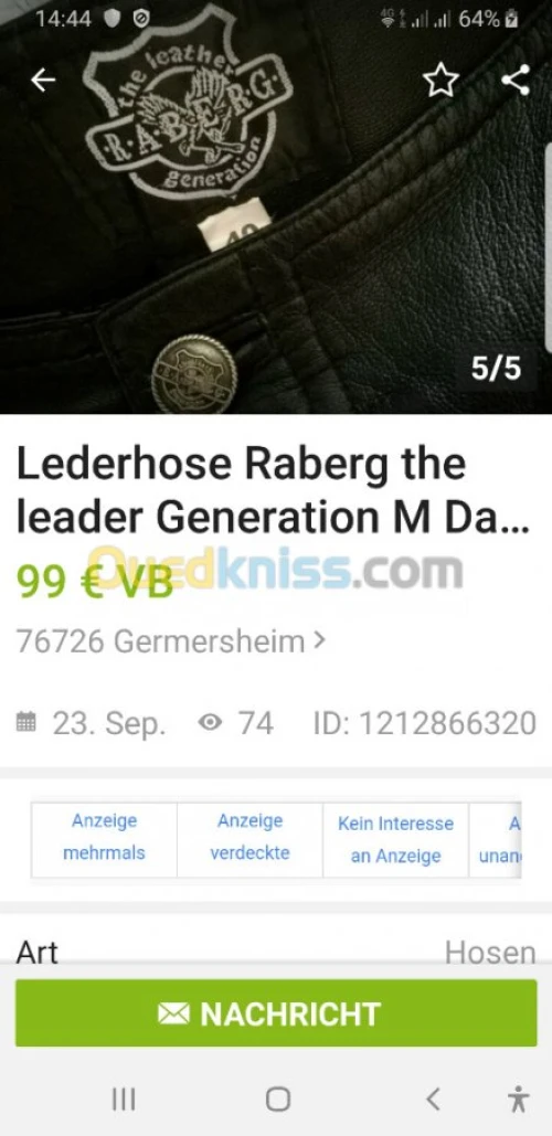 Tenue motos complète Raberg ,taille 52