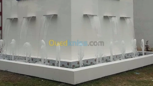 réalisation de fontaine, mur d'eau et mur a bulle. شلال sur mesure