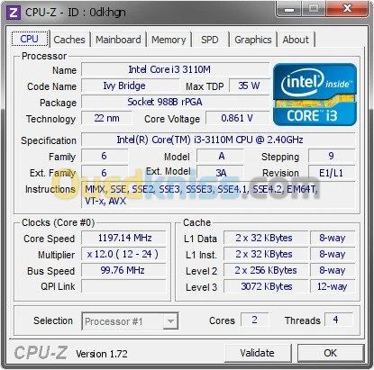 Processeur i3-4160 @ 3.60GHz et autres