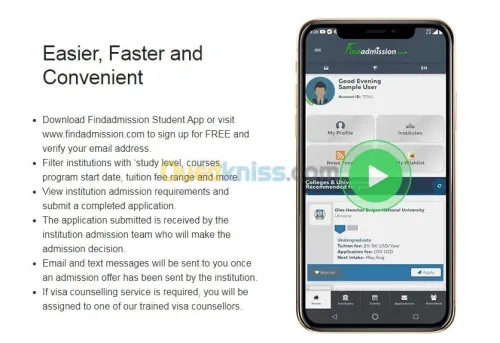 études a l'étranger (200 universités).