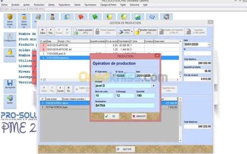 LOGICIEL GESTION PRODUCTION 