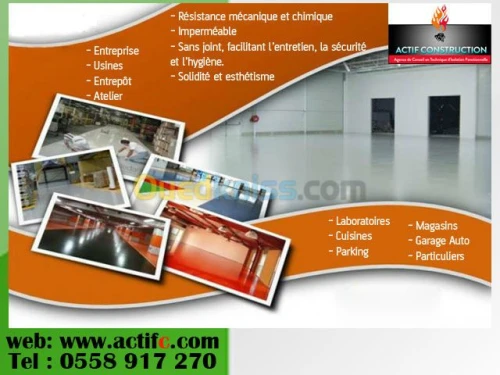 Revêtement sol résie, béton ciré, PVC