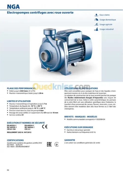 Pompes à eau centrifuges - PEDROLLO