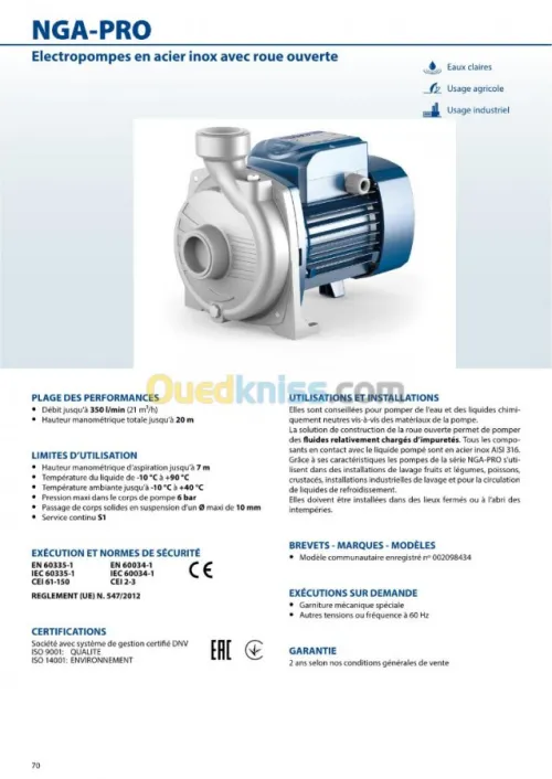 Pompes à eau centrifuges - PEDROLLO