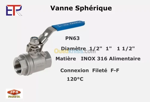 Vanne sphérique vapeur / eau chaude 
