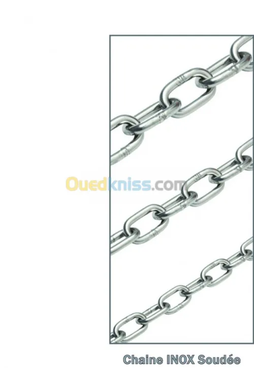 Chaine en INOX et ZINGUEE et Galvanisée a chaude HDG