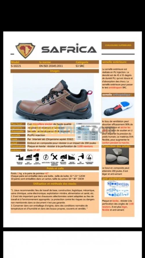 Chaussure S3 haute et basse noir cuir