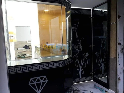 Comptoir armoire vitrine an verre