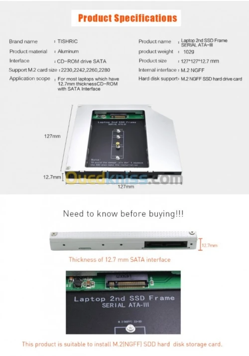 CADDY SSD M.2 mSATA 
