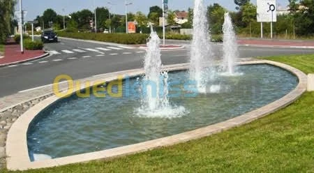 Béton imprimé.jet d'eau et Fontaine