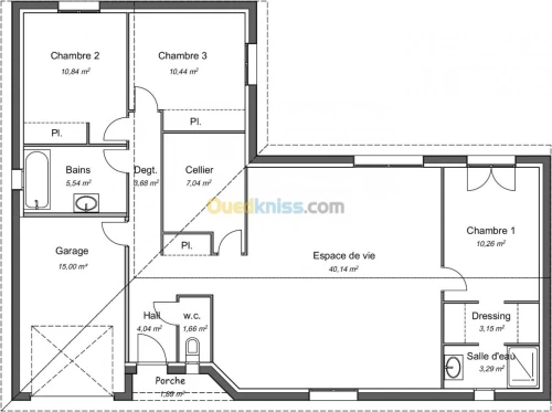 plan architectural 2D et rendu 3D
