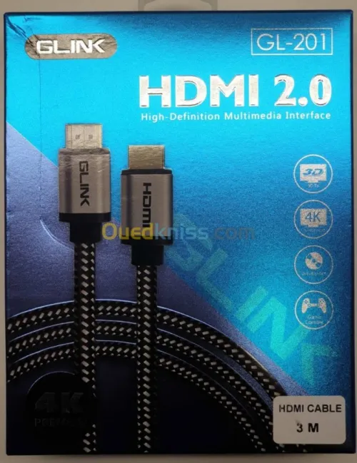 GLINK Cable HDMI 2.0 4K 60Hz UltraHD Premium 18Gbp