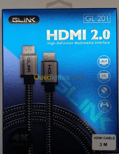 GLINK Cable HDMI 2.0 4K 60Hz UltraHD Premium 18Gbp