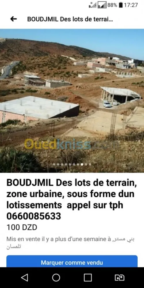 Vente Terrain Tlemcen Beni mester