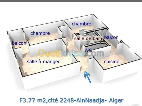 Vente Appartement F3 Alger Ain naadja
