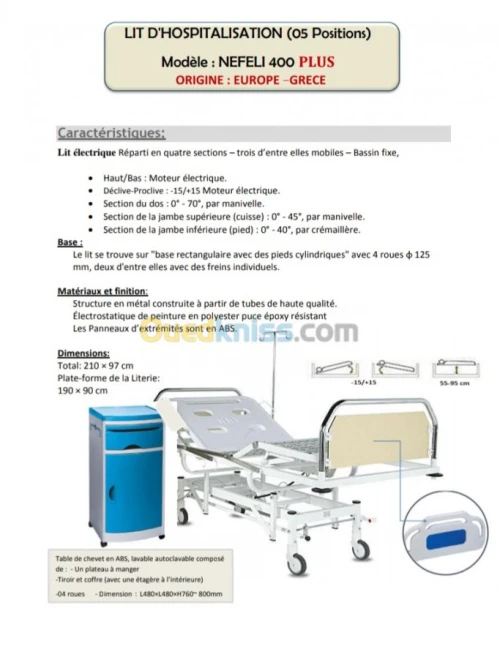Lit Médicalisé Electrique 05pos offre