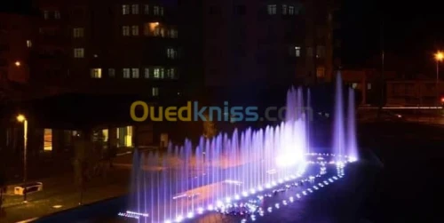 Fontaine, jet d'eau et mur d'eau