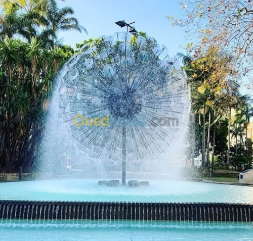 Fontaine, jet d'eau et mur d'eau