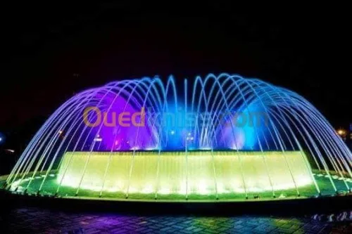 Fontaine, jet d'eau et mur d'eau