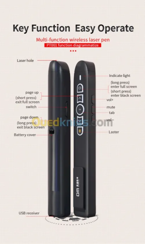 Pointeur laser télécommandes de présentation sans-fil RF 2.4 GHz PowerPoint
