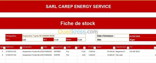 Gestion des stocks et ventes 