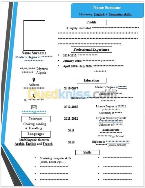 Saisie- CV ar/fr/An- Lettre Moti- Ppt