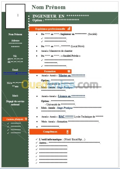 Saisie- CV ar/fr/An- Lettre Moti- Ppt