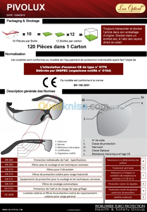 CHAUSSURE DE SÉCURITÉ /CASQUE /LUNETTE