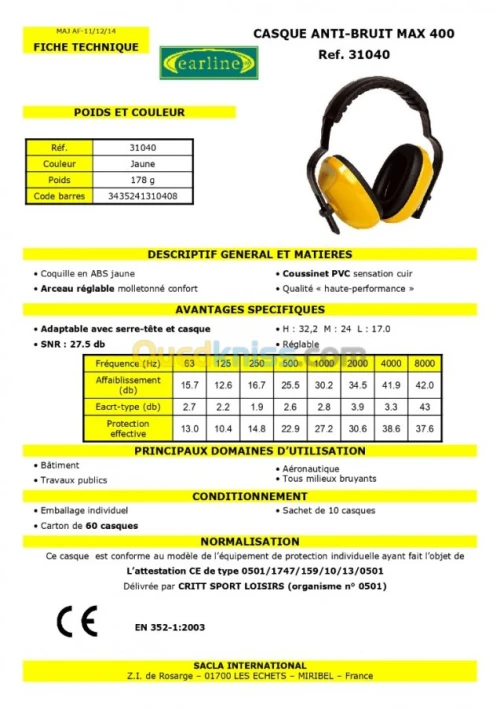 CHAUSSURE DE SÉCURITÉ /CASQUE /LUNETTE