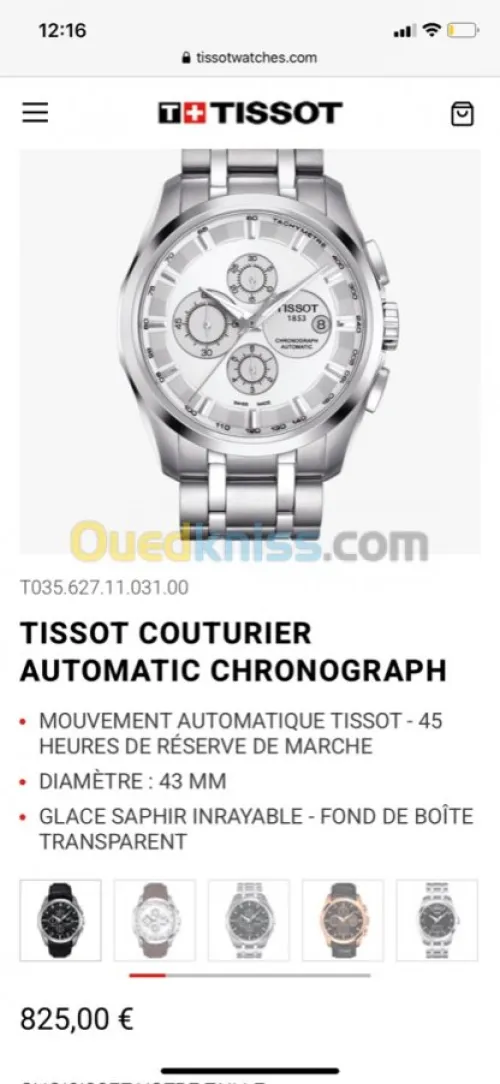 Montre Tissot  couturier automatic