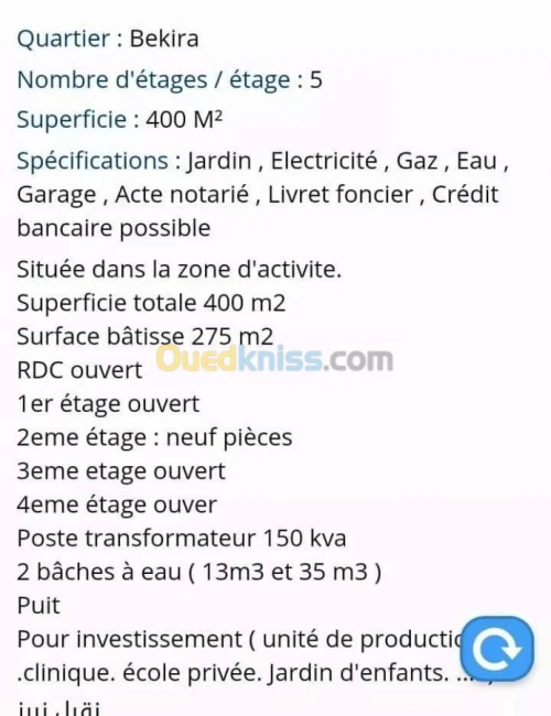 Vente Villa Constantine Hamma bouziane